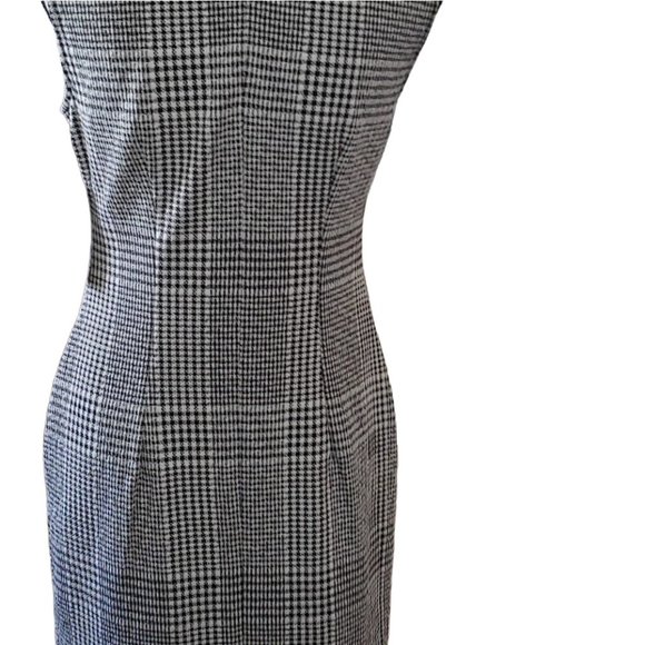 Sharagano Houndstooth Tweed Classic Shift Dress Sleeveless - Picture 4 of 9